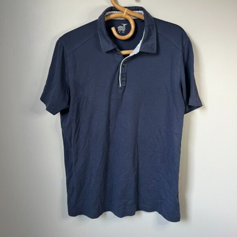 Raffi Navy Blue Cotton Short Sleeve Polo Men's Large
